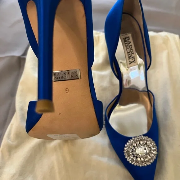 Badgley Mischka Blue Crystal Embellished Heels - Picture 3 of 8